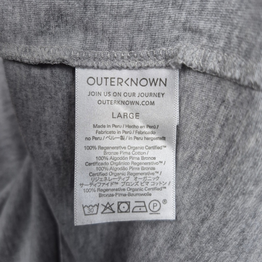 Outerknown Sojourn Tee Mens Large Gray Organic Pima Cotton Pocket T-Shirt - Picture 5 of 7